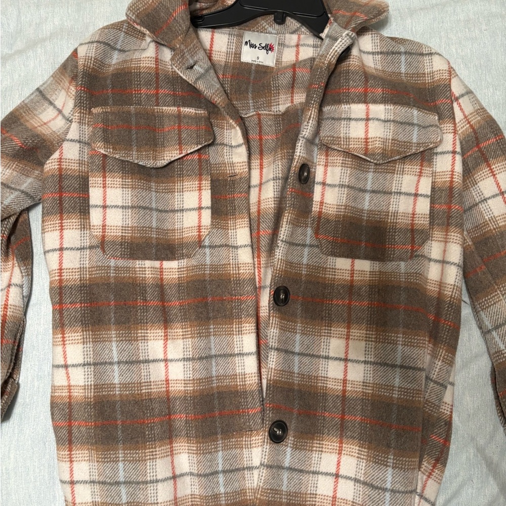 Women's Plaid Jacket - Brown and Cream